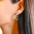 Turquoise Yellow Diamond Hoop Earrings
